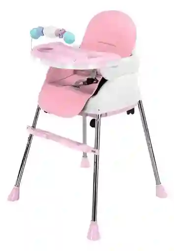 Silla Comedor Bebe 4 En 1 Rosa Juguetes Doble Bandeja Booster