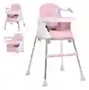 Silla Comedor Bebe 4 En 1 Rosa Juguetes Doble Bandeja Booster