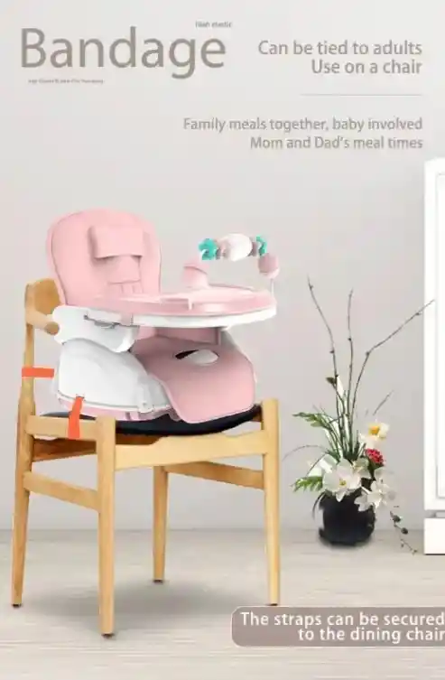 Silla Comedor Bebe 4 En 1 Rosa Juguetes Doble Bandeja Booster