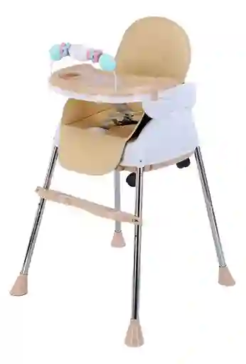 Silla Comedor Bebe 4 En 1 Beige Juguetes Doble Bandeja Booster