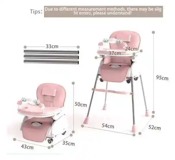 Silla Comedor Bebe 4 En 1 Beige Juguetes Doble Bandeja Booster