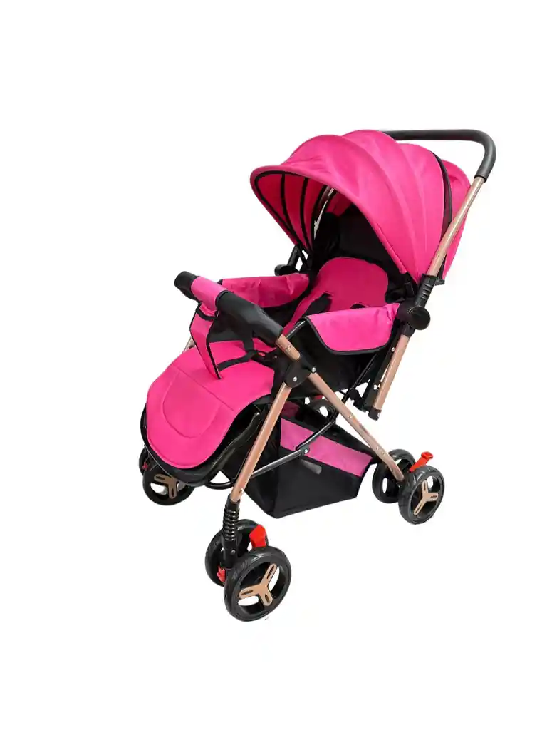 Coche Paseador Bebe Barra Reversible Rosa Juguete Mosquitero
