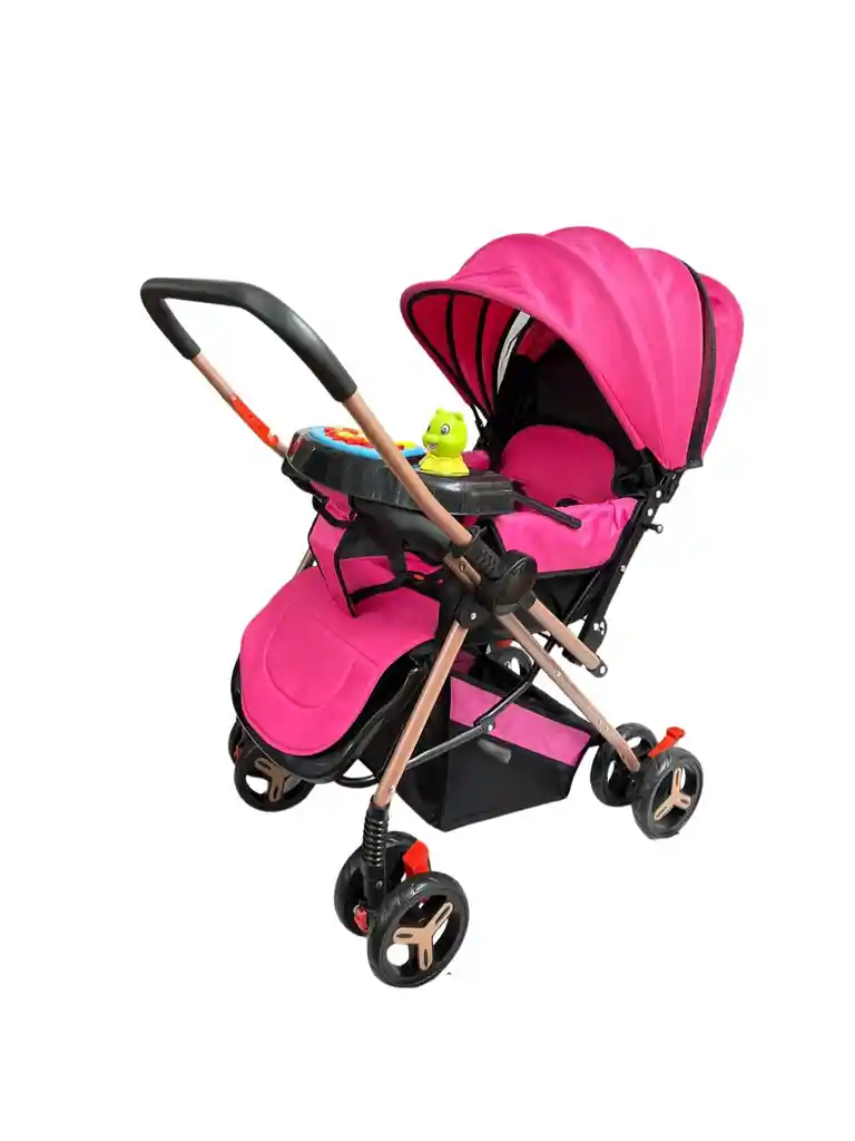 Coche Paseador Bebe Barra Reversible Rosa Juguete Mosquitero