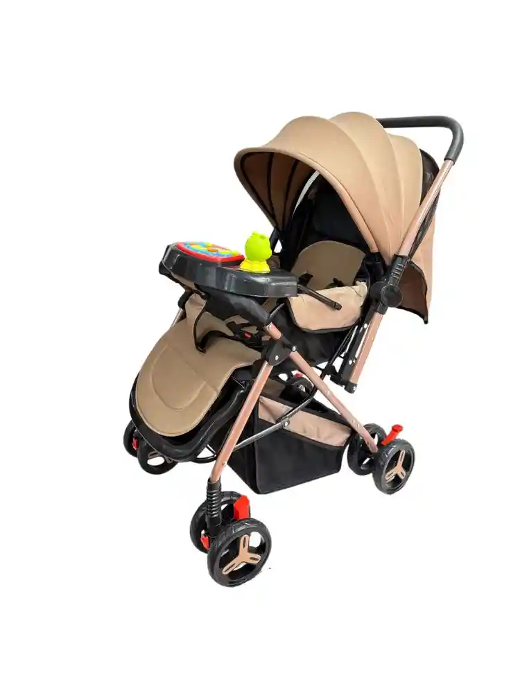Coche Paseador Bebe Barra Reversible Beige Juguete Mosquitero