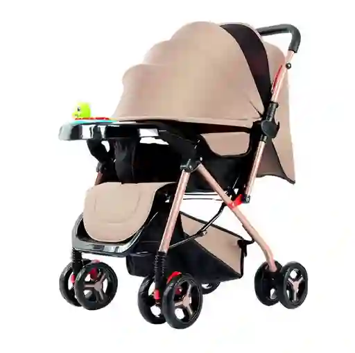 Coche Paseador Bebe Barra Reversible Beige Juguete Mosquitero