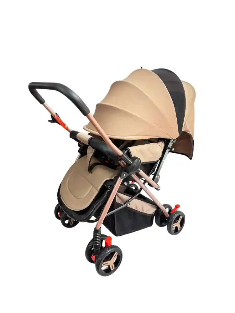 Coche Paseador Bebe Barra Reversible Beige Juguete Mosquitero