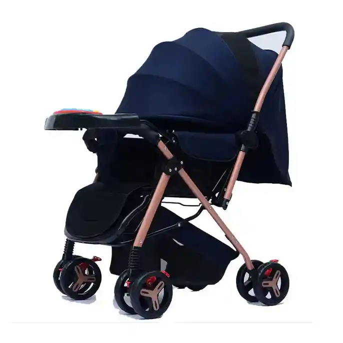 Coche Paseador Bebe Barra Reversible Azul Juguete Mosquitero
