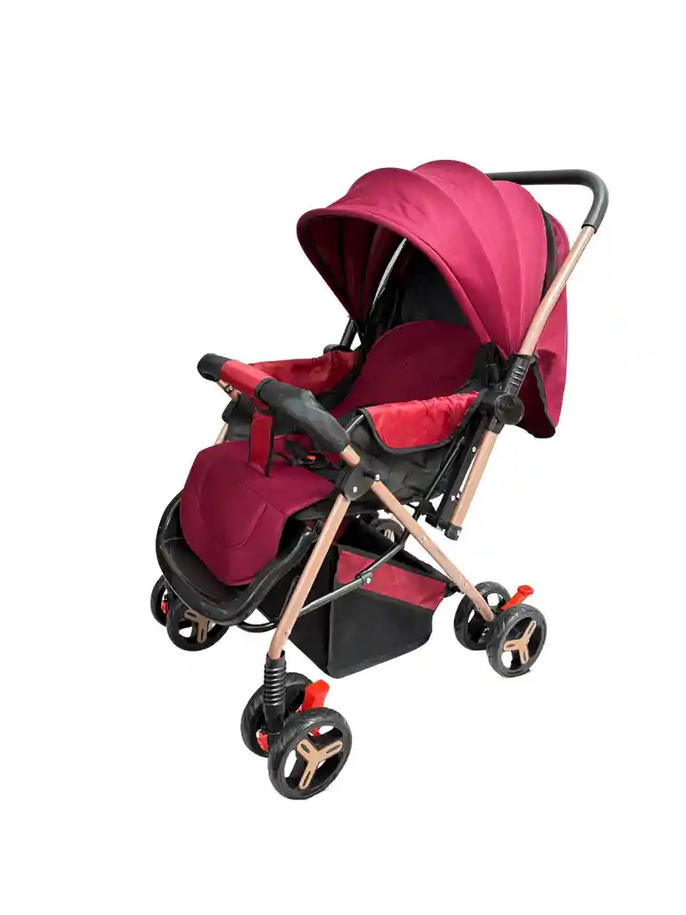 Coche Paseador Bebe Reversible Vinotinto Juguete Mosquitero