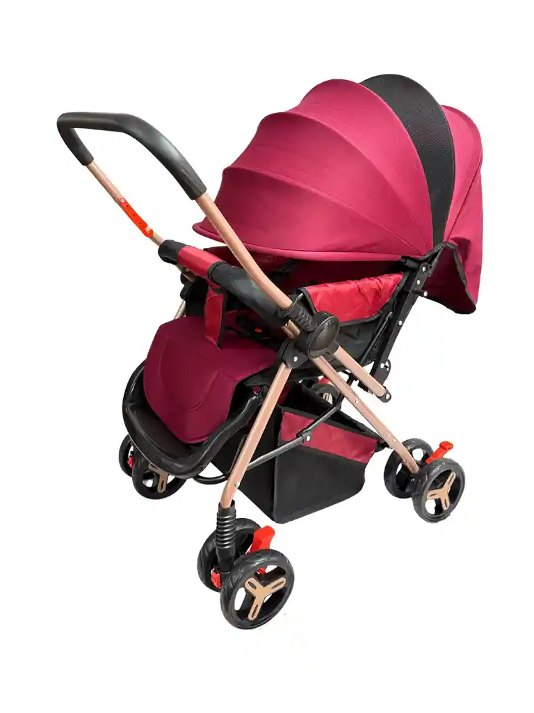 Coche Paseador Bebe Reversible Vinotinto Juguete Mosquitero