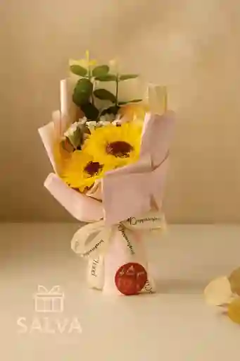 💛 Ramo De Girasoles Artificiales Con Envoltura Decorativa