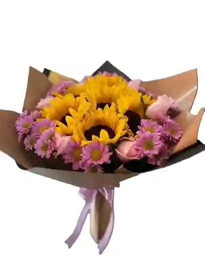 Girasoles Con Margaritas Y Rosas