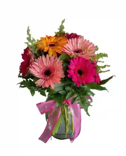 Gerberas De Colores En Jarrón