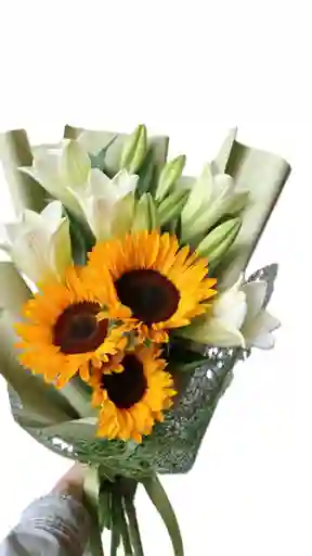 Girasoles Y Lirios Blancos