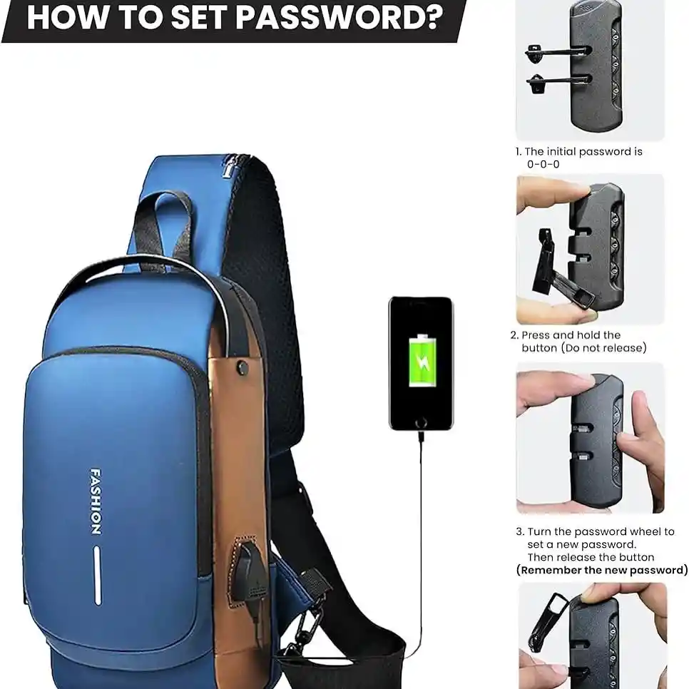 Bolso De Hombro Usb Antirrobo Multifunción Unisex