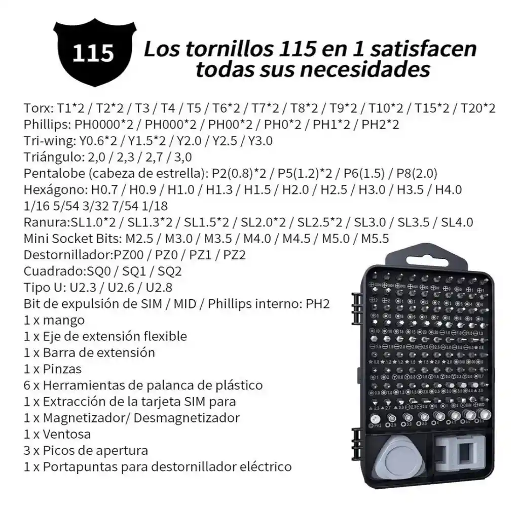 Kit De Destornilladores Y Herramientas De Precisión 115 En 1