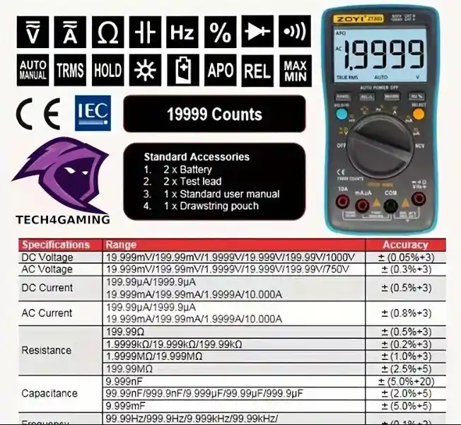 Multimetro De Alta Precisión Zt303 Mide Con Exactitud Y Confianza 1.9999