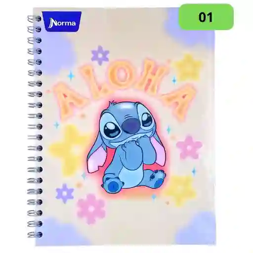Primavera Cuaderno Grande Argollado Pasta Dura, Stitch 01