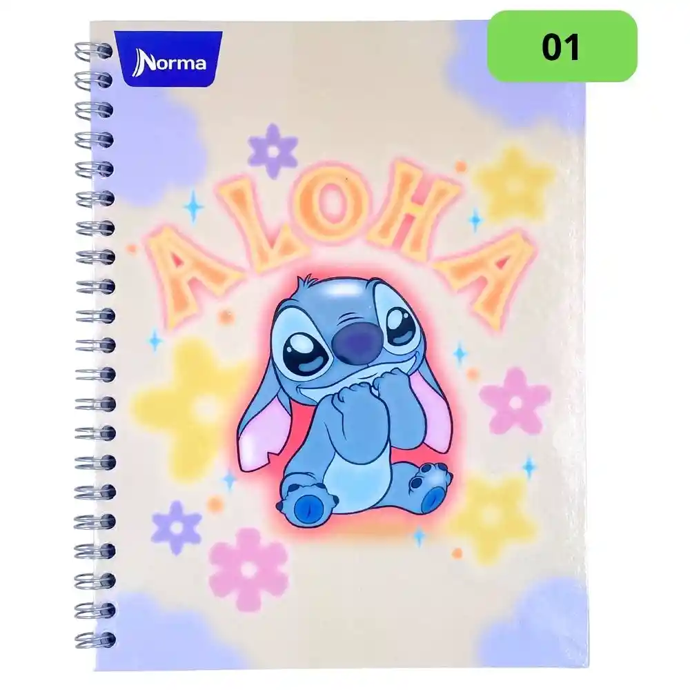 Primavera Cuaderno Grande Argollado Pasta Dura, Stitch 01