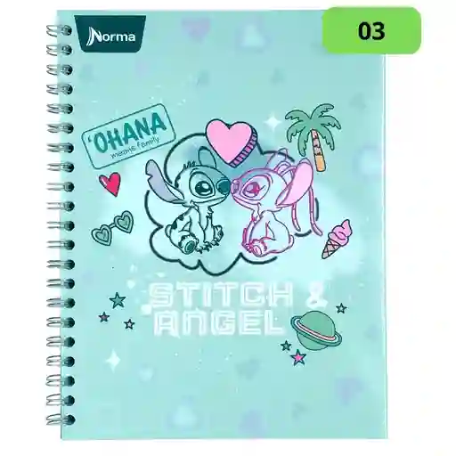 Primavera Cuaderno Grande Argollado Pasta Dura, Stitch 03