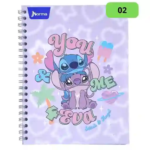 Primavera Cuaderno Grande Argollado Pasta Dura, Stitch 02