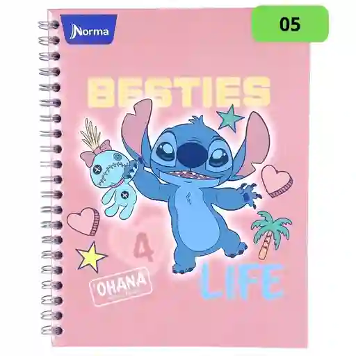 Primavera Cuaderno Grande Argollado Pasta Dura, Stitch 05