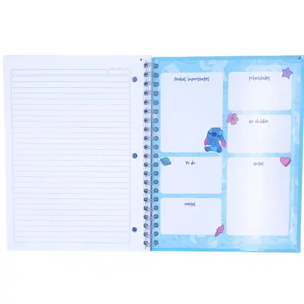 Primavera Cuaderno Grande Argollado Pasta Dura, Stitch 07