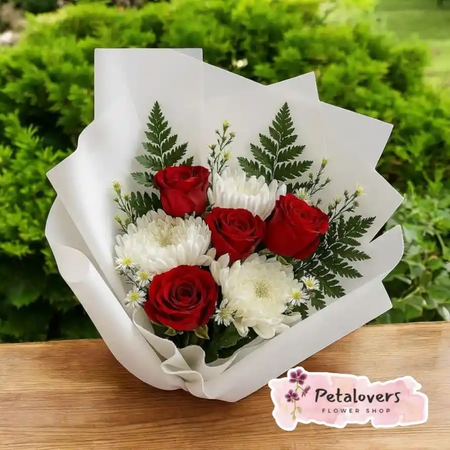 Flores Ramo De Margaritas Con Rosas Roja Amor Y Amistad