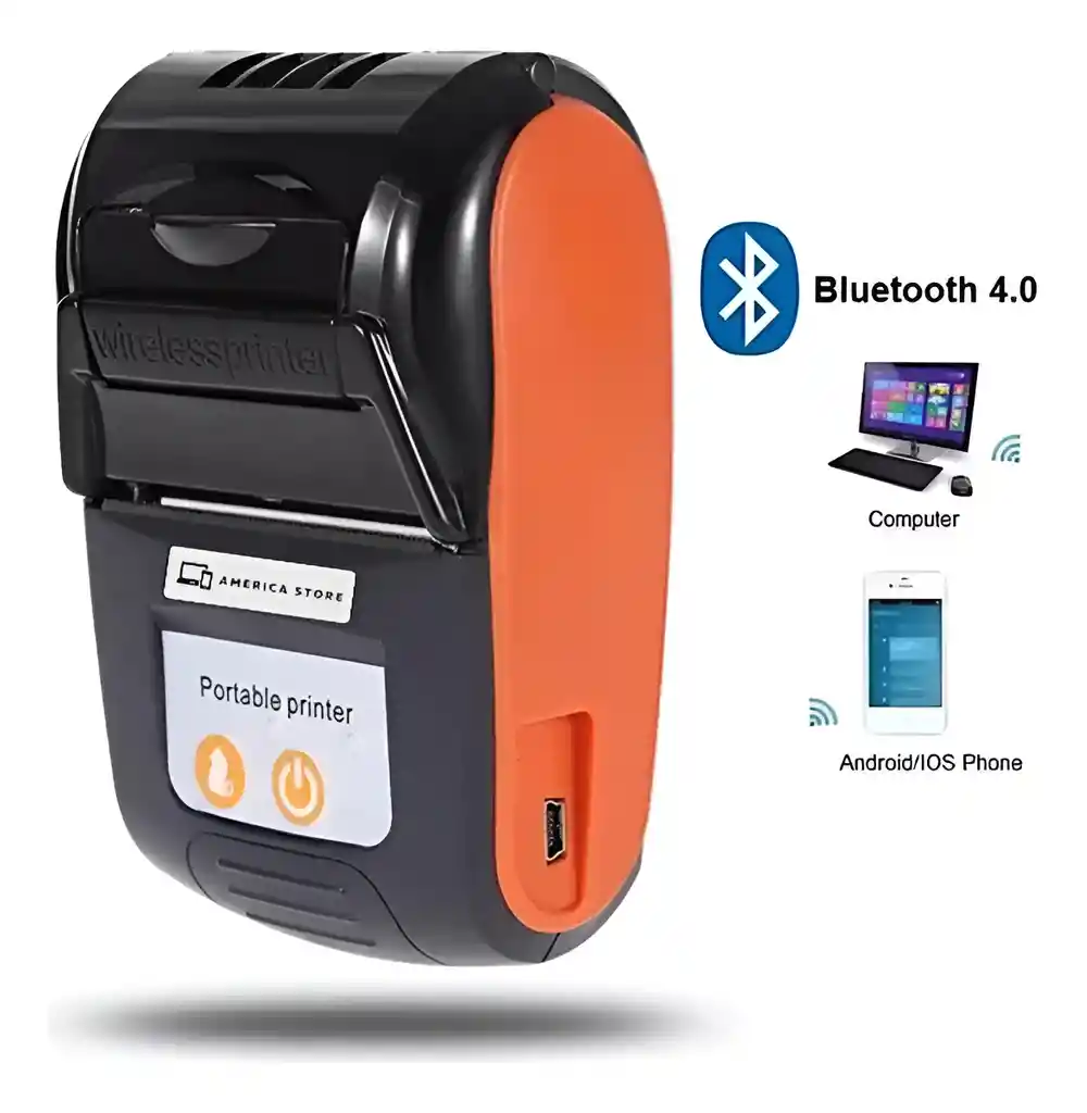Impresora Pos Portable Bluetooth Térmica Celular 58mm - Naranja
