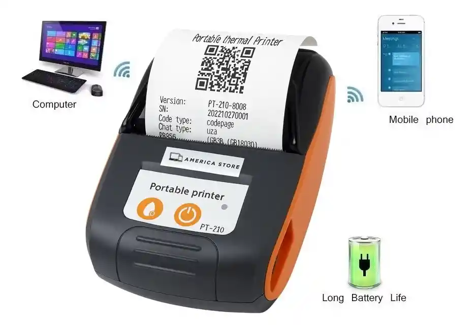 Impresora Pos Portable Bluetooth Térmica Celular 58mm - Naranja