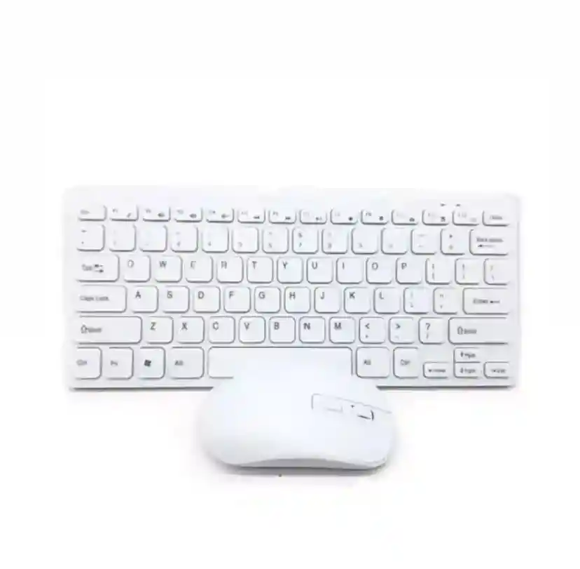 Kit Combo Inalambrico Mini Teclado Keyboard + Mouse Pc 2.4ghz Usb Color Negro/blanco