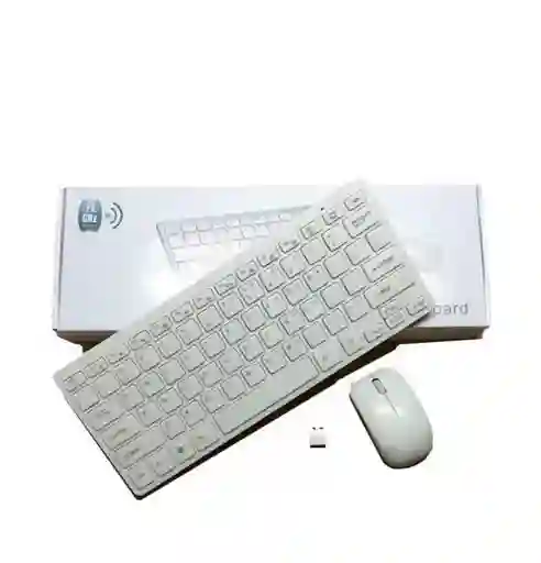 Kit Combo Inalambrico Mini Teclado Keyboard + Mouse Pc 2.4ghz Usb Color Negro/blanco