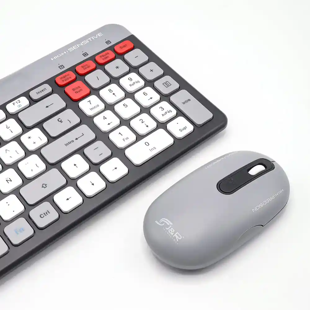 Combo De Teclado Y Mouse Inalámbrico - Teclas Suaves Con Holder Para Cel - Ctmijr-012