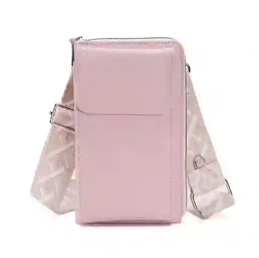 Bolso Portacelular Correa Tejida 1 Bolsillo Con Monedero 	rosa