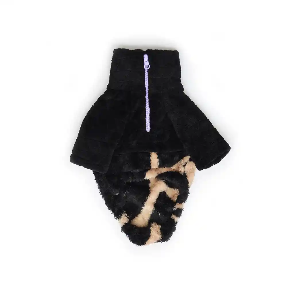 Saco M (te) Cuello Alto Cremallera Bisonte Camel Manchas Negras Con Corte Negro