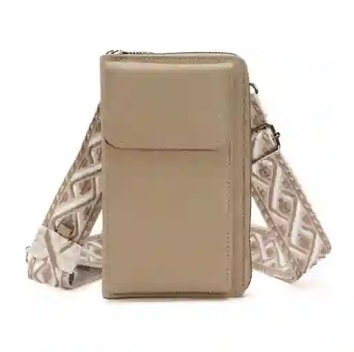 Bolso Portacelular Correa Tejida 1 Bolsillo Con Monedero	beige