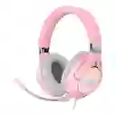 Audifonos Diadema Gamer Onikuma K15 Rosados Con Luz Rgb Led