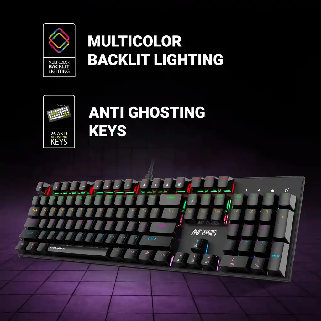 Teclado Mecanico Rgb Switch Azul / 104 Teclas / Ant Mk3200 V2