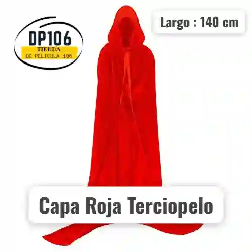 Capa Roja Terciopelo Largo 140 Cm Halloween