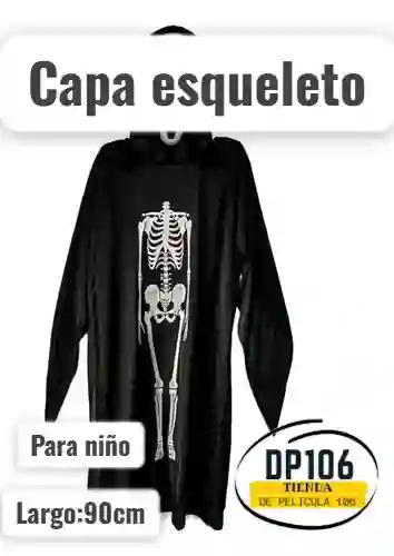 Capa Esqueleto Niño Largo 90 Cm Halloween