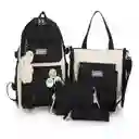 Mochila Maleta Escolar 5 Piezas Combo Negra