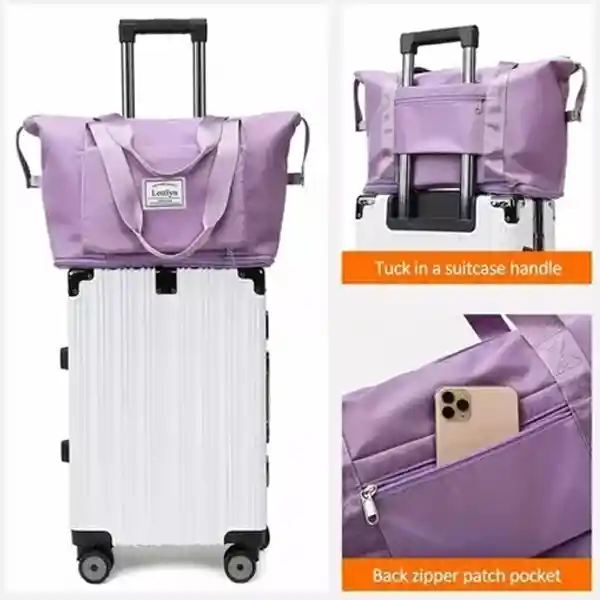 Bolso De Viaje Plegable Expandible Repelente Al Agua Seca Rosada