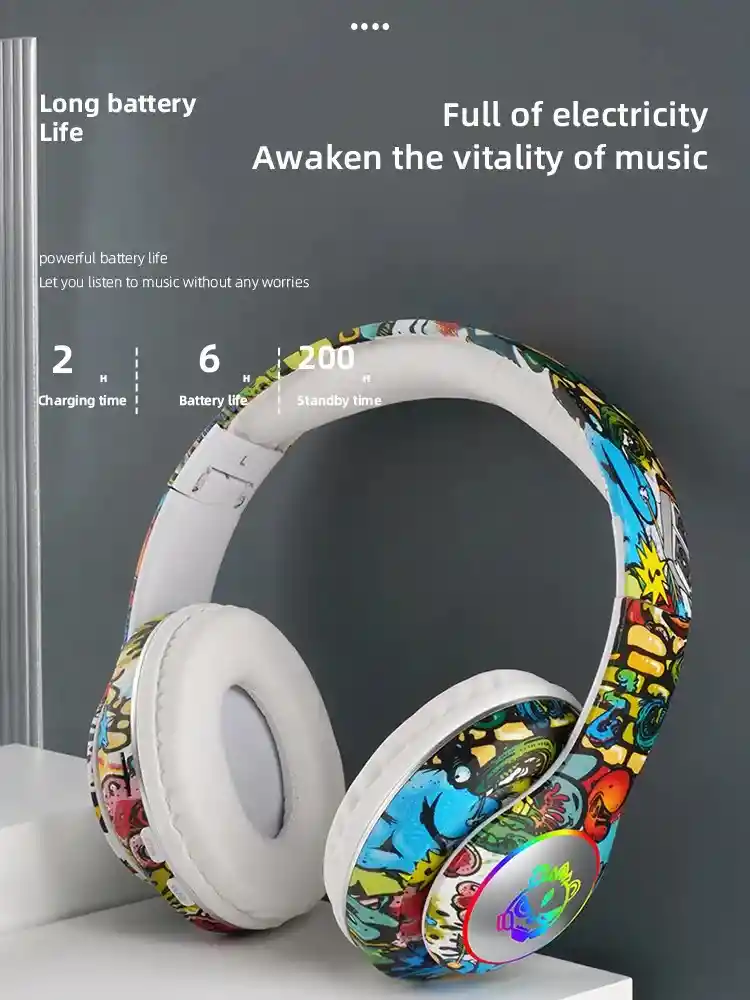 Auriculares Inalámbricos Bluetooth Graffiti Con Micrófono