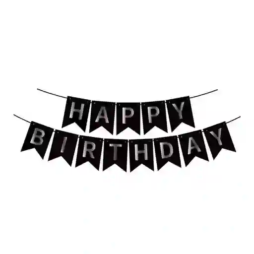 Banderín Cumpleaños Negro Y Plateado