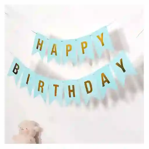 Banderín Cumpleaños Cian Y Dorado