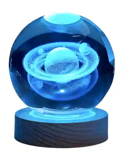 Lampara De Esfera De Cristal En 3d Planeta Saturno