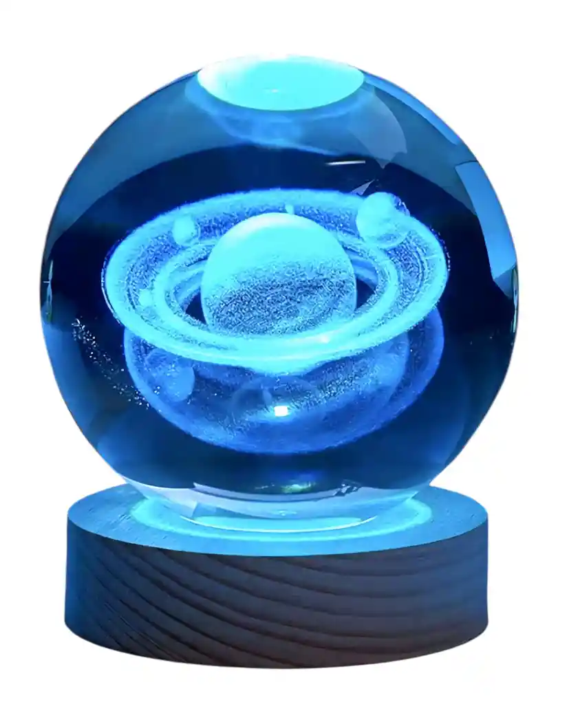 Lampara De Esfera De Cristal En 3d Planeta Saturno