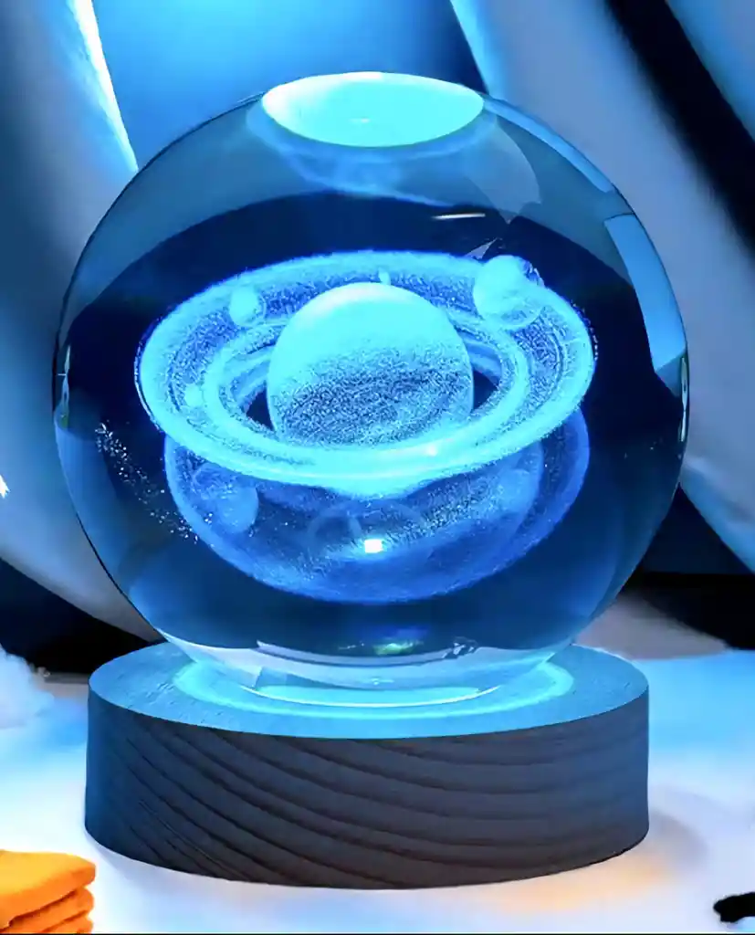 Lampara De Esfera De Cristal En 3d Planeta Saturno