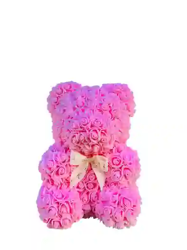 Oso Rosado Grande En Flores Eternas
