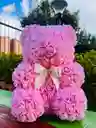 Oso Rosado Grande En Flores Eternas