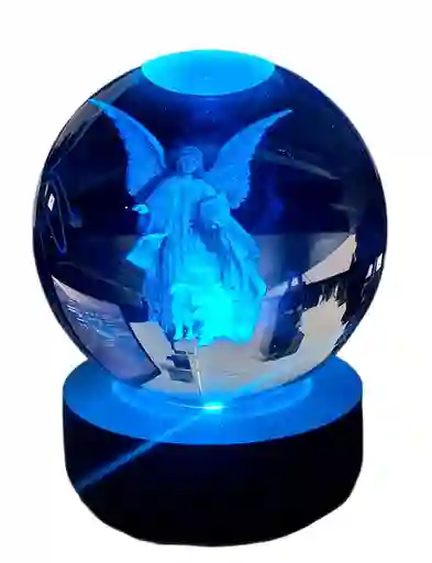 Lampara Esfera De Cristal Religiosa Angel De La Guarda Rgb 8cm